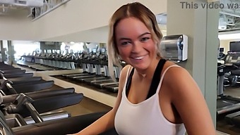 Alexis Kay With Large Natural Breasts Is Chosen In The Fitness Center And Filled With Sperm